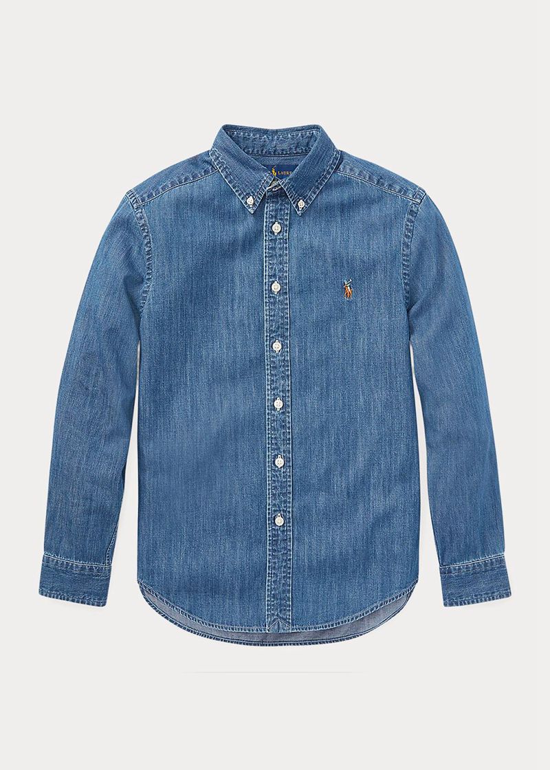 ラルフ ローレン シャツ ボーイ 青 6-14 年 コットン Chambray SCABJ2690